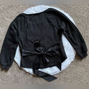 Victoria’s Secret Sweatshirt Silky Ribbon Waist Tie Black Womens Size Large